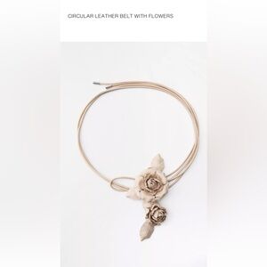 Circular Leather Belt with Flowers